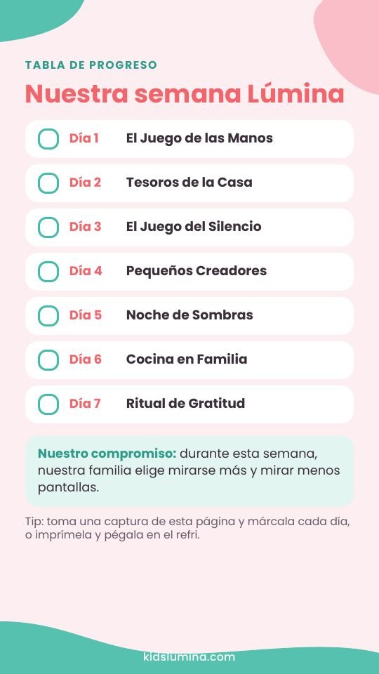 Tabla de progreso: nuestra semana Lúmina